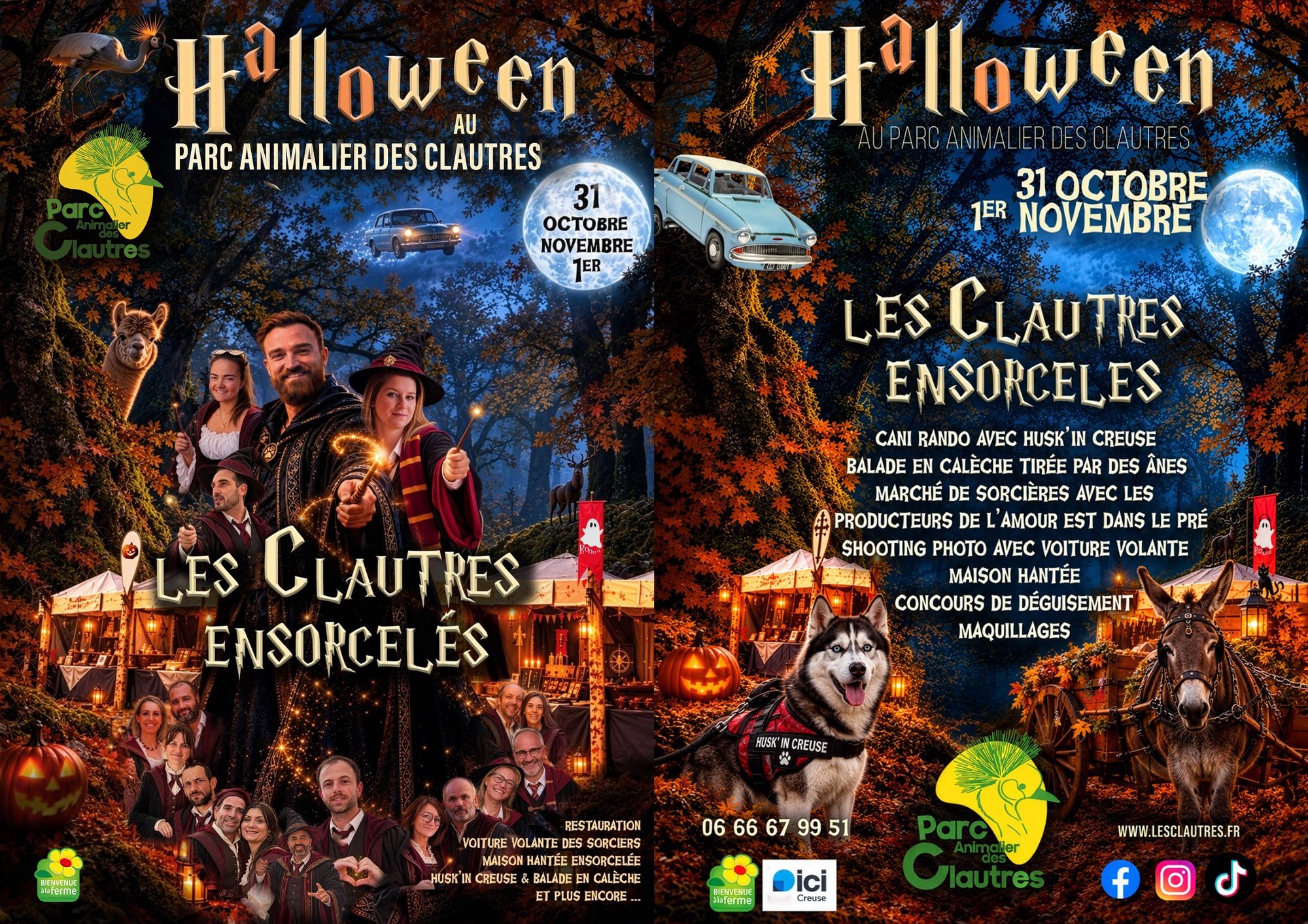 Affiche Halloween au Parc Animalier des Clautres, 31 octobre et 1er novembre 2026 : programme et informations